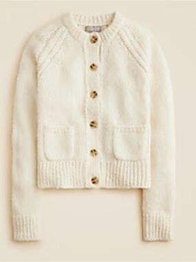 J. Crew Cream Button-Front Pocket Cardigan
